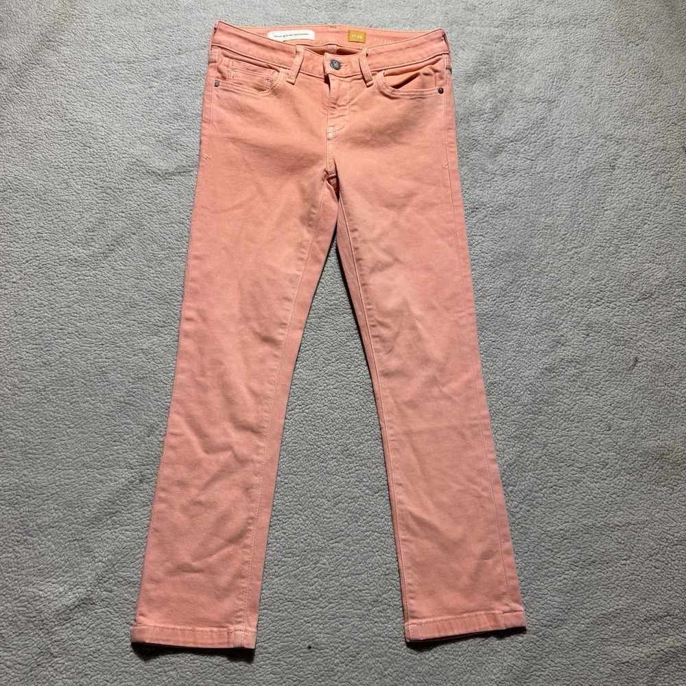 Pilcro And The Letterpress Jeans Womens 25 Salmon Pink Mid Rise Cotton 25x25